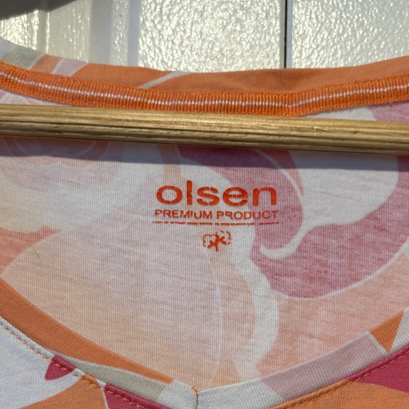 Olsen Women's Floral Short Sleeve Tee - Pink and Orange - Picture 2 of 4